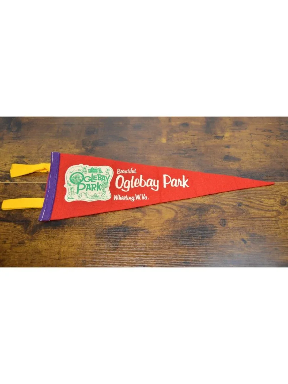 Vintage Oglebay Park Felt Pennant Banner Wheeling W.Va 16 inches